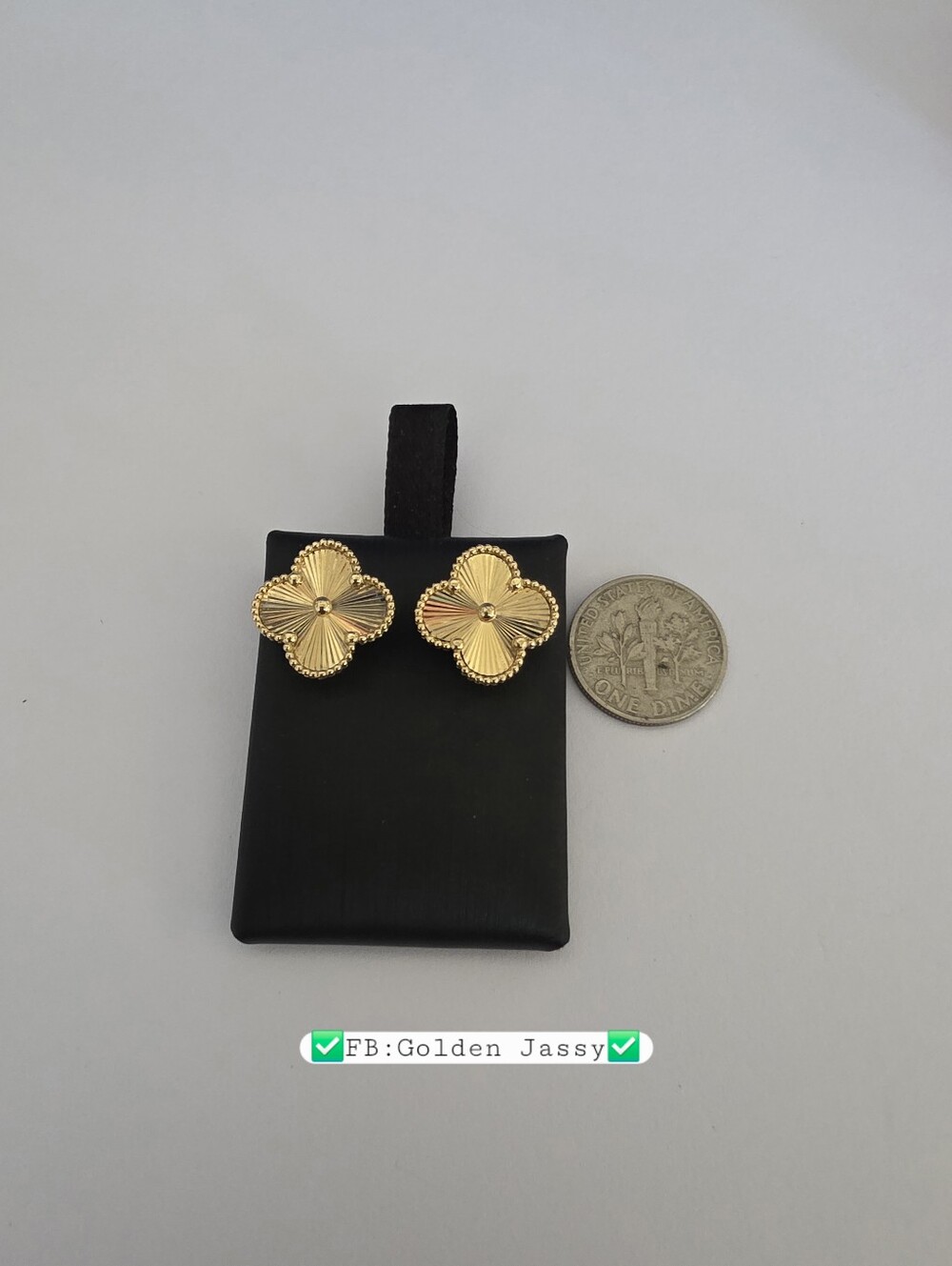 18K Real Gold Clover Stud E